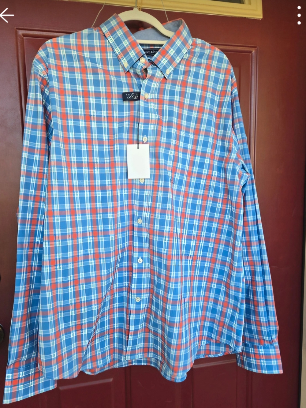 crown & ivy Blue and Red Plaid Button-Down Shirt